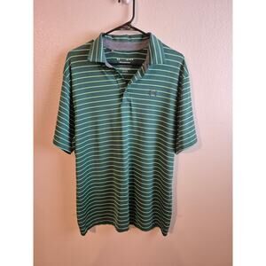 Under Armour Playoff Polo Mens Large L Green Striped Top